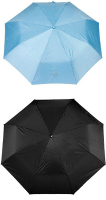 

Bizarro.in 3 Fold Set of 2 Plain Office Men::Women_59 Umbrella(Black, Blue)