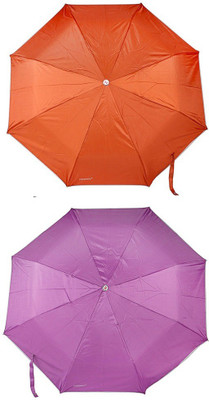

Bizarro.in 3 Fold Set of 2 Plain Office Men::Women_307 Umbrella(Purple, Brown)
