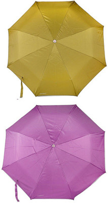 

Bizarro.in 3 Fold Set of 2 Plain Office Men::Women_303 Umbrella(Purple, Brown)