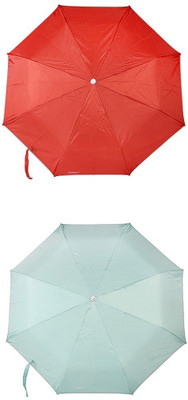 

Bizarro.in 3 Fold Set of 2 Plain Office Men::Women_234 Umbrella(Blue, Red)