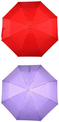 

Bizarro.in 3 Fold Set of 2 Plain Office Men::Women_205 Umbrella(Purple, Red)