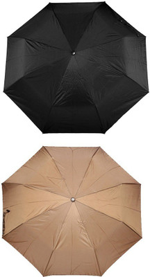 

Bizarro.in 3 Fold Set of 2 Plain Office Men::Women_45 Umbrella(Black, Brown)