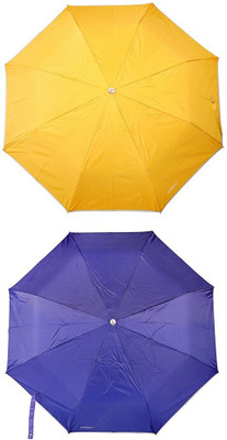 

Bizarro.in 3 Fold Set of 2 Plain Office Men::Women_342 Umbrella(Blue, Yellow)