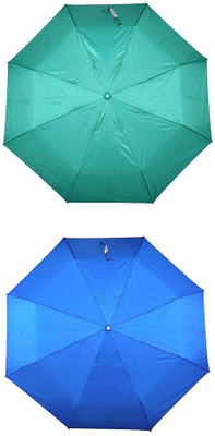 

Bizarro.in 3 Fold Set of 2 Plain Office Men::Women_77 Umbrella(Blue, Green)
