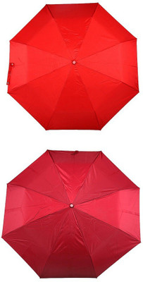 

Bizarro.in 3 Fold Set of 2 Plain Office Men::Women_175 Umbrella(Maroon, Red)