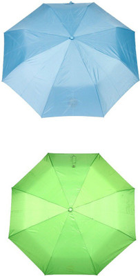 

Bizarro.in 3 Fold Set of 2 Plain Office Men::Women_202 Umbrella(Green, Blue)