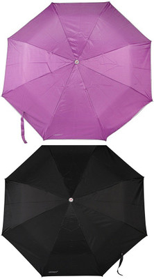 

Bizarro.in 3 Fold Set of 2 Plain Office Men::Women_255 Umbrella(Black, Purple)