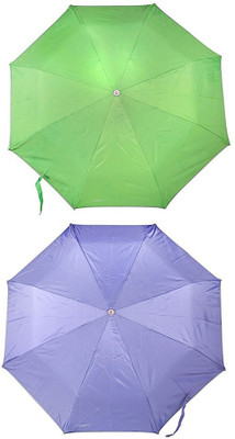 

Bizarro.in 3 Fold Set of 2 Plain Office Men::Women_356 Umbrella(Purple, Green)