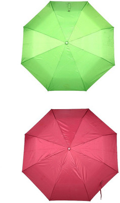 

Bizarro.in 3 Fold Set of 2 Plain Office Men::Women_118 Umbrella(Pink, Green)