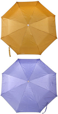 

Bizarro.in 3 Fold Set of 2 Plain Office Men::Women_355 Umbrella(Purple, Yellow)