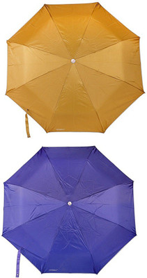 

Bizarro.in 3 Fold Set of 2 Plain Office Men::Women_338 Umbrella(Blue, Yellow)