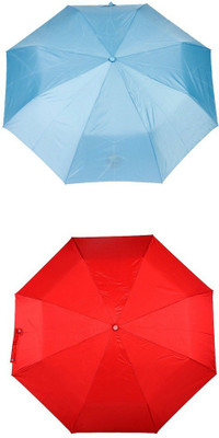 

Bizarro.in 3 Fold Set of 2 Plain Office Men::Women_209 Umbrella(Red, Blue)