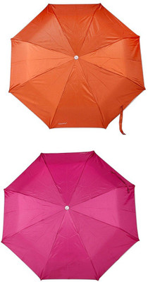 

Bizarro.in 3 Fold Set of 2 Plain Office Men::Women_370 Umbrella(Purple, Brown)