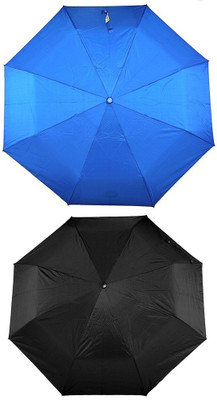 

Bizarro.in 3 Fold Set of 2 Plain Office Men::Women_44 Umbrella(Black, Blue)