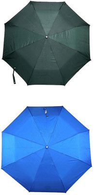 

Bizarro.in 3 Fold Set of 2 Plain Office Men::Women_65 Umbrella(Blue, Green)