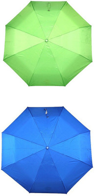

Bizarro.in 3 Fold Set of 2 Plain Office Men::Women_73 Umbrella(Blue, Green)