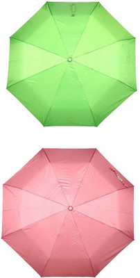 

Bizarro.in 3 Fold Set of 2 Plain Office Men::Women_194 Umbrella(Pink, Green)