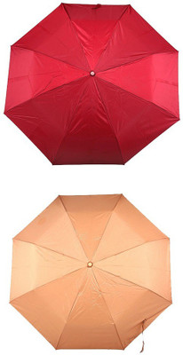 

Bizarro.in 3 Fold Set of 2 Plain Office Men::Women_100 Umbrella(Bronze, Maroon)