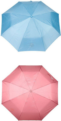 

Bizarro.in 3 Fold Set of 2 Plain Office Men::Women_197 Umbrella(Pink, Blue)