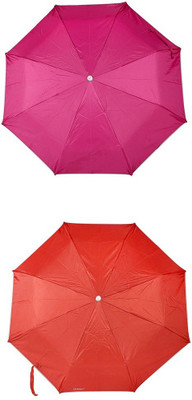 

Bizarro.in 3 Fold Set of 2 Plain Office Men::Women_277 Umbrella(Red, Purple)