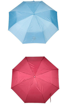 

Bizarro.in 3 Fold Set of 2 Plain Office Men::Women_121 Umbrella(Pink, Blue)