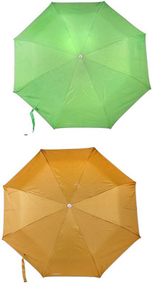 

Bizarro.in 3 Fold Set of 2 Plain Office Men::Women_374 Umbrella(Yellow, Green)