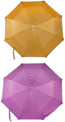 

Bizarro.in 3 Fold Set of 2 Plain Office Men::Women_305 Umbrella(Purple, Yellow)
