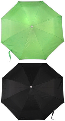 

Bizarro.in 3 Fold Set of 2 Plain Office Men::Women_264 Umbrella(Black, Green)