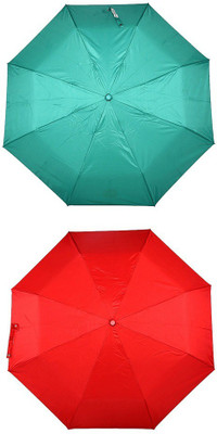 

Bizarro.in 3 Fold Set of 2 Plain Office Men::Women_210 Umbrella(Red, Green)