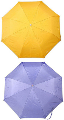 

Bizarro.in 3 Fold Set of 2 Plain Office Men::Women_359 Umbrella(Purple, Yellow)