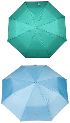 

Bizarro.in 3 Fold Set of 2 Plain Office Men::Women_212 Umbrella(Blue, Green)