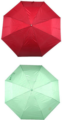 

Bizarro.in 3 Fold Set of 2 Plain Office Men::Women_150 Umbrella(Green, Maroon)