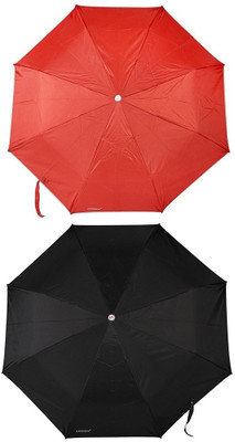 

Bizarro.in 3 Fold Set of 2 Plain Office Men::Women_253 Umbrella(Black, Red)