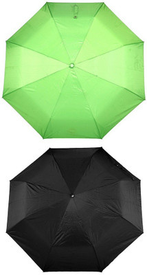 

Bizarro.in 3 Fold Set of 2 Plain Office Men::Women_56 Umbrella(Black, Green)