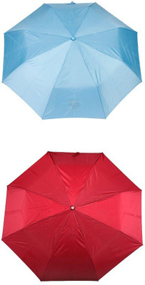 

Bizarro.in 3 Fold Set of 2 Plain Office Men::Women_176 Umbrella(Maroon, Blue)