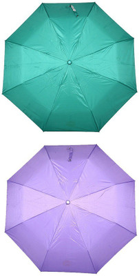 

Bizarro.in 3 Fold Set of 2 Plain Office Men::Women_207 Umbrella(Purple, Green)