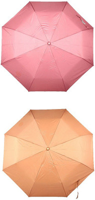 

Bizarro.in 3 Fold Set of 2 Plain Office Men::Women_103 Umbrella(Bronze, Pink)