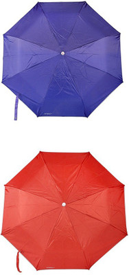 

Bizarro.in 3 Fold Set of 2 Plain Office Men::Women_273 Umbrella(Red, Blue)