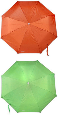 

Bizarro.in 3 Fold Set of 2 Plain Office Men::Women_379 Umbrella(Green, Brown)