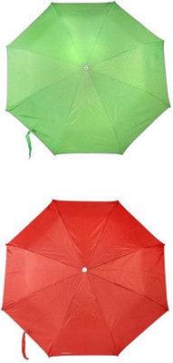 

Bizarro.in 3 Fold Set of 2 Plain Office Men::Women_279 Umbrella(Red, Green)