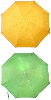 

Bizarro.in 3 Fold Set of 2 Plain Office Men::Women_381 Umbrella(Green, Yellow)
