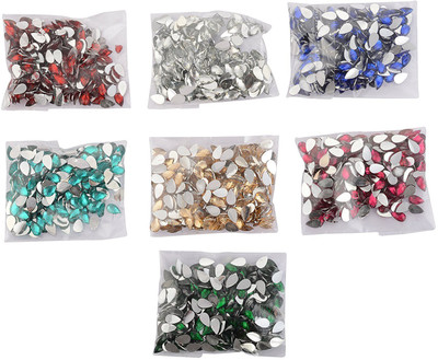 

am Drop Shape Crystal Edged Stones/Kundans for Jewellery Making/Decorating & Crafts. Pack of 350 Stones (7 Colors)