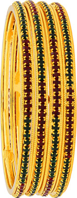 72% OFF on the jewelbox Brass Gold-plated Bangle Set(Pack of 4)