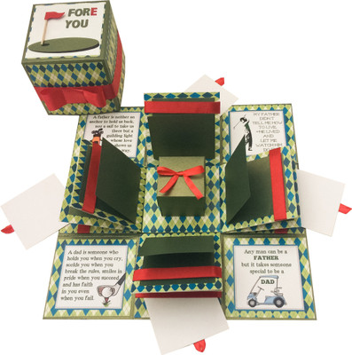 

Crack of Dawn Crafts 3 Layered Fathers Day Birthday Explosion Box - Golf Green Greeting Card(Green, Blue, Pack of 1)