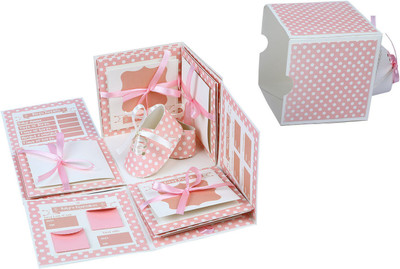 

Crack of Dawn Crafts 3 Layered Baby Explosion Box - Pink Greeting Card(Pink, Pack of 1)