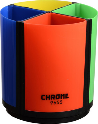 

Chrome 4 Compartments Plastic Rotary Pen Holder(Multicolor)