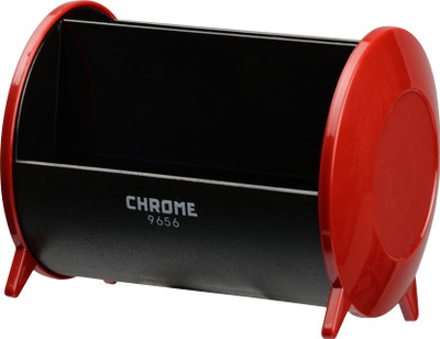 

Chrome 3 Compartments Plastic Card & Pen Holder(Red)