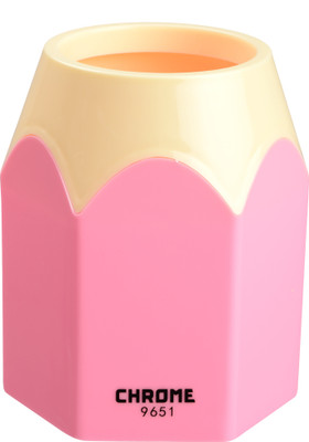 

Chrome 1 Compartments Plastic Pencil Pen Holder(Pink)