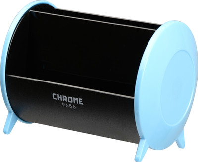 

Chrome 3 Compartments Plastic Card & Pen Holder(Blue)