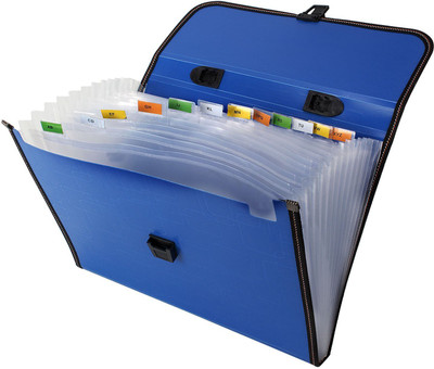 

7Trees Polypropylene Full Expanding A4 Document Organizer with 12 Sections, Handle, Index Tabs(Set Of 1, Blue)